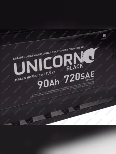 Аккумулятор UNICORN Black 90Ач обратная полярность UNICORN 6ст90(0)