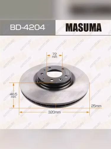 Диск тормозной MAZDA 6 (GG,GY) (02-07) передний (1шт.) MASUMA MASUMA bd-4204