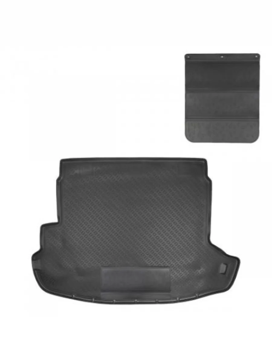 Коврик в багажное отделение с защитным фартуком Norplast Unidec Nissan X-trail 2 T31 дорестайлинг (2007-2011) (черный)  в Самаре Самарской области