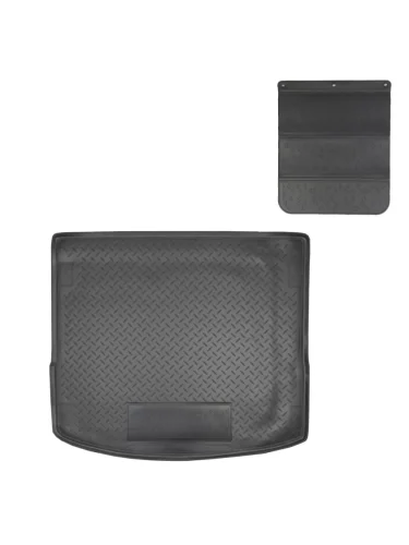 Коврик в багажное отделение с защитным фартуком Norplast Unidec (черный) Ford Focus 3 универсал дорестайлинг (2010-2015)