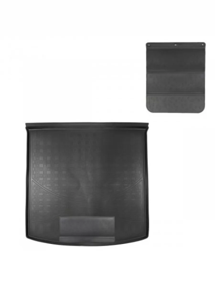 Коврики в багажное отделение с защитным фартуком Norplast Unidec Skoda Kodiaq 1 NS7 дорестайлинг (2017-2021) (черный)  в Керчи Республика Крым