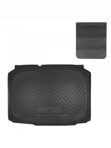 Коврики в багажное отделение с защитным фартуком Norplast Unidec (черный) Skoda Fabia Mk2 хэтчбэк рестайлинг (2010-2014)
