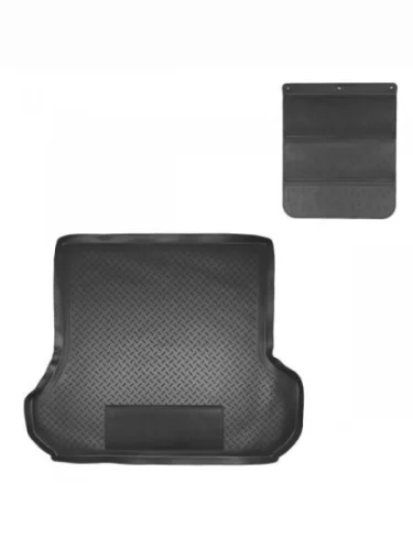 Коврик в багажное отделение с защитным фартуком Norplast Unidec (черный) Toyota Land Cruiser 10 100 дорестайлинг (1998-2002)