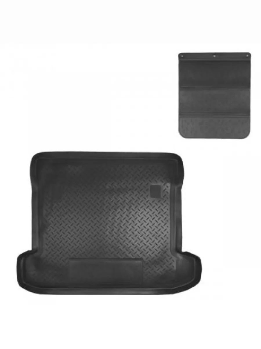 Коврик в багажное отделение с защитным фартуком (без органайзера) Norplast Unidec Mitsubishi Pajero 4 V90 дорестайлинг (2006-2011) (черный)  в Перми Пермском крае