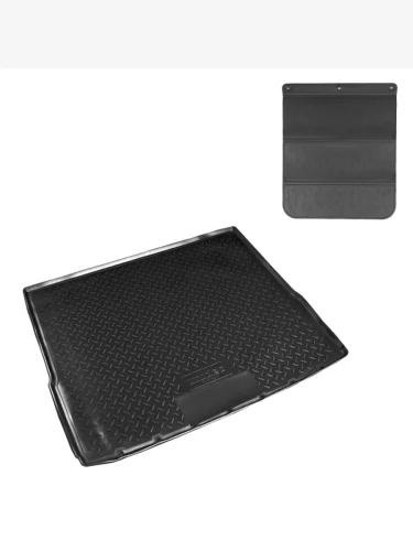 Коврик в багажное отделение с защитным фартуком Norplast Unidec (черный) Ford Focus 2 универсал рестайлинг (2007-2011)