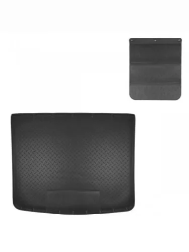 Коврик в багажное отделение с защитным фартуком (2-х зонный климат контроль) Norplast Unidec (черный) Volkswagen Touareg 2 NF дорестайлинг (2010-2014)