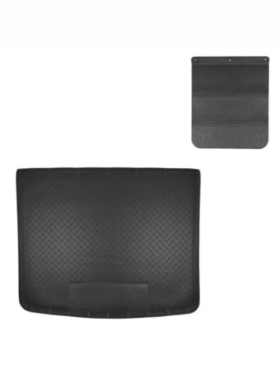 Коврик в багажное отделение с защитным фартуком (2-х зонный климат контроль) Norplast Unidec Volkswagen Touareg 2 NF дорестайлинг (2010-2014) (черный)  в Перми Пермском крае