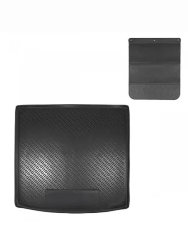 Коврик в багажное отделение с защитным фартуком Norplast Unidec (черный) Volkswagen Touran 2T дорестайлинг минивэн (2015-2025)