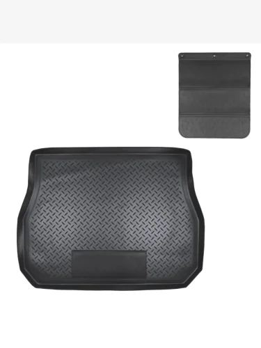 Коврик в багажное отделение с защитным фартуком Norplast Unidec (черный) BMW X5 E53 дорестайлинг (1999-2003)