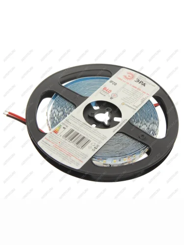 Лента светодиодная гибкая 9.6W 5м IP20 12V теплый белый ЭРА ЭРА ls2835 -9,6-120-12-3000k-ip20