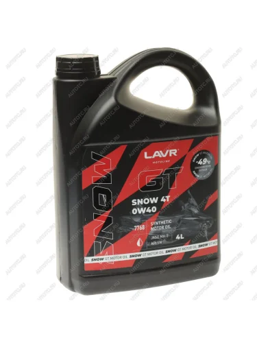 Масло моторное для 4-х тактных двигателей GT SNOW 4T MA-2 0W40 синт.4л MOTO LAVR LAVR ln7768