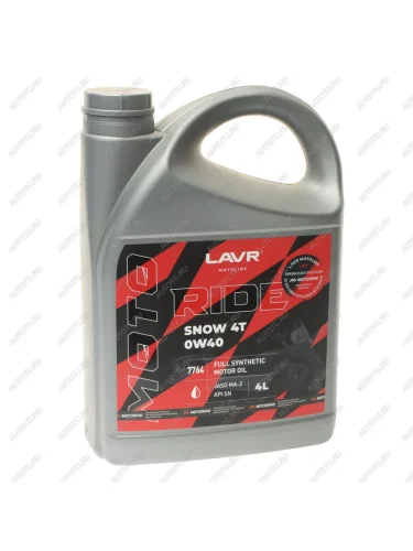 Масло моторное для 4-х тактных двигателей RIDE SNOW 4T MA-2 0W40 синт.4л MOTO LAVR LAVR ln7764