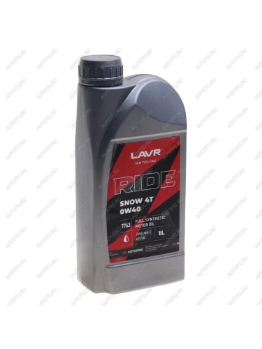 Масло моторное для 4-х тактных двигателей RIDE SNOW 4T MA-2 0W40 синт.1л MOTO LAVR LAVR ln7763