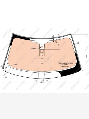 Стекло лобовое (обогрев полный, датчик дождя, молдинг) FUYAO (зеленое) Land Rover Range Rover Evoque  1 L538 (2011-2018) дорестайлинг 3 дв., рестайлинг 3 дв.