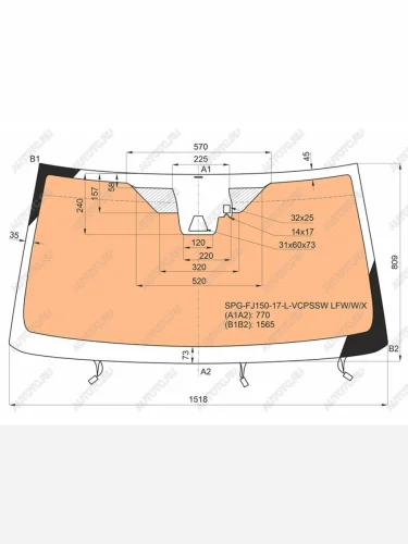Стекло лобовое (Обогрев щеток Обогрев полный Камера Датчик дождя) Toyota Land Cruiser Prado (J150 SAT SPG-FJ150-17-L-VCPSSW LFW/W/X