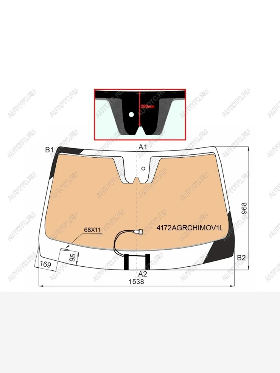 Стекло лобовое (обогрев полный, датчик дождя, датчик запотевания) AGC Hyundai Santa Fe TM рестайлинг (2020-2022) (зеленое)  в Перми Пермском крае