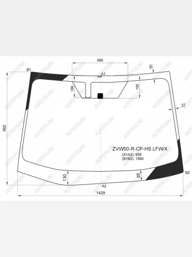 Стекло лобовое (место под датчик запотевания, молдинг) XYG (зеленое) Toyota Prius XW50 дорестайлинг (2015-2018)