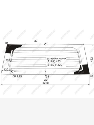 Стекло заднее (Цвет зеленый Обогрев) Chevrolet Cruze 01-08  Subaru Justy 03-07  Suzuki Ignis 04-0 XYG 8030BGNH RW/H/X