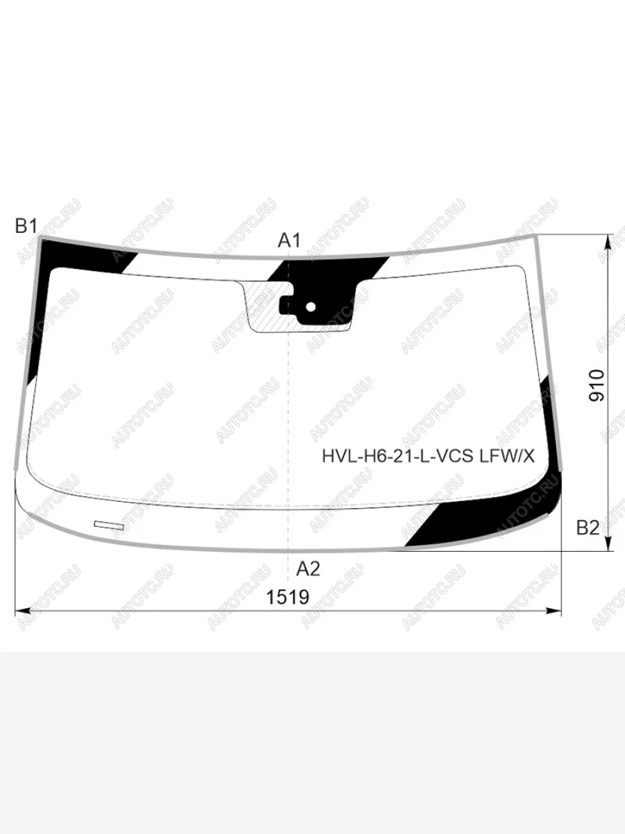 Стекло лобовое (датчик дождя, молдинг) (широкий козырек) XYG Haval H6 B01 (2020-2024) (зеленое)  в Воронеже Воронежской области