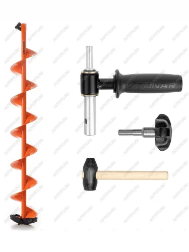 Комплект под мотобур шнек ТОНАР MOTOSHTORM 150R+адаптер АШ-02+молоточек  t-sms150r-ash-02