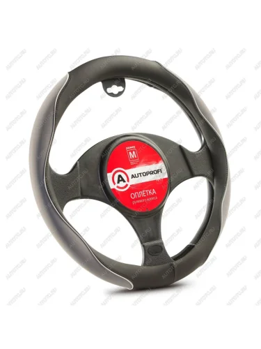 Оплетка руля (M) 37-39см черно-серая софттач-нубук AUTOPROFI AUTOPROFI ap-2021 bkgy (m)
