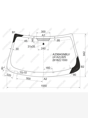 Стекло лобовое FUYAO (зеленое) Dodge Avenger JS седан (2008-2014)