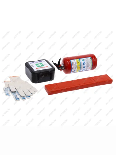 Набор автомобилиста (огнетушитель ОП-2,аптечка но,знак,перчатки) аварийный NO NAME максима №4 но (сумка с авто)