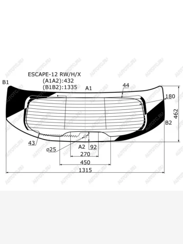 Стекло заднее (Цвет зеленый Обогрев Антенна) Ford Kuga 13-19  Escape 12-19 XYG ESCAPE-12 RW/H/X