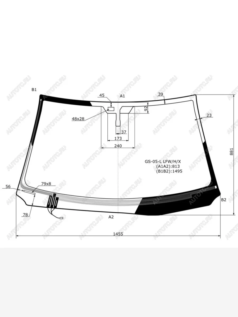 Стекло лобовое (обогрев щеток, датчик дождя) XYG Lexus GS300 S190 дорестайлинг (2005-2006) (зеленое)  в Керчи Республика Крым