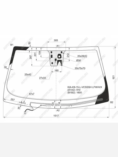 Стекло лобовое (Обогрев щеток Камера Датчик дождя Молдинг) Kia Quoris 14-19 XYG KIA-K9-15-L-VCSSSH LFW/H/X