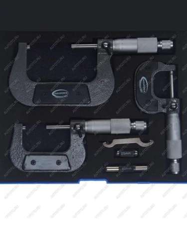 Набор микрометров (0-75мм, 0.01мм) 3 предмета в футляре ROCKFORCE ROCKFORCE rf-5096p03