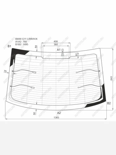 Стекло заднее (Цвет зеленый Триплекс Обогрев Антенна) BMW 7-Series 15-23 XYG BMW-G11 LRW/H/X