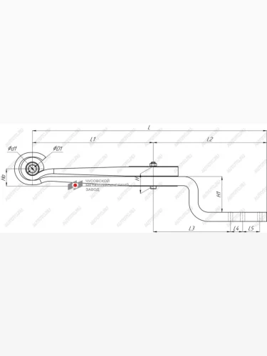 Рессора ТОНАР-9523 задняя (2 листа) полурессоры (рычаг) с шарниром изогнутая L=1044мм ЧМЗ ЧМЗ 1003802th-z