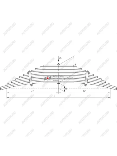 Рессора SCANIA Series 4 (94-08) P,G,R,T (03-) задняя (12 листов) L=1400мм ЧМЗ SPRINGER ЧМЗ 902012sc-2912012