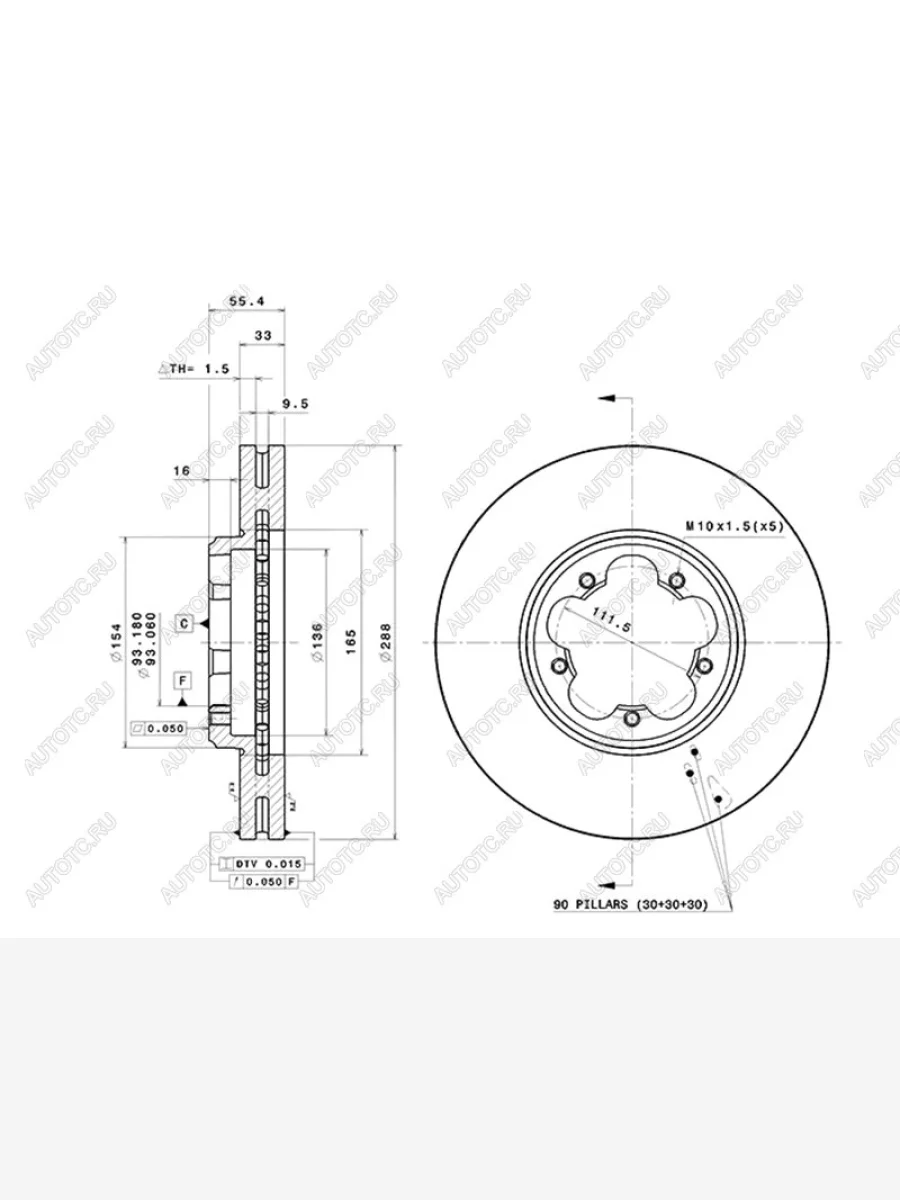 Диск тормозной (Перед) Ford Transit 14-  Nissan Primera 90-96  Prairie 88-95 SAT ST-1763885  в Самаре Самарской области