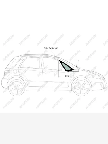 Стекло форточки (Спереди Справа Цвет зеленый) Suzuki SX4 06-16  Fiat Sedici 06-11 XYG SX4 FV/RH/X