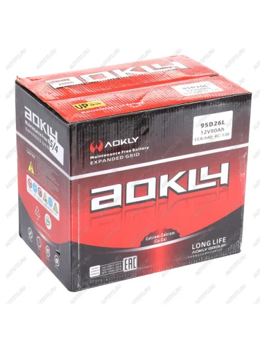 Аккумулятор AOKLY 80Ач обратная полярность AOKLY 6ст80(0) 95d26l