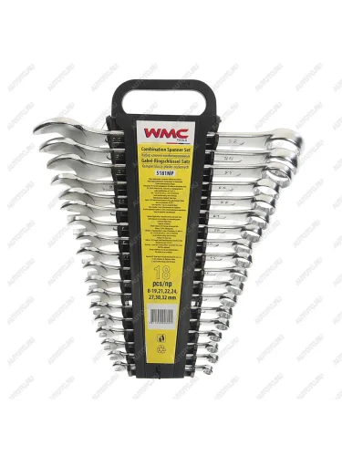 Набор ключей комбинированных 8-19,21,22,24,27,30,32мм 18 предметов в пластиковом держателе WMC TOOLS WMC TOOLS wmc-5181mp