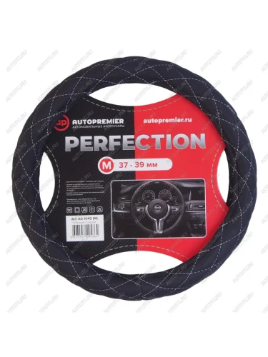 Оплетка руля (M) 37-39см черно-серая алькантара PREMIER PREMIER ag1040m