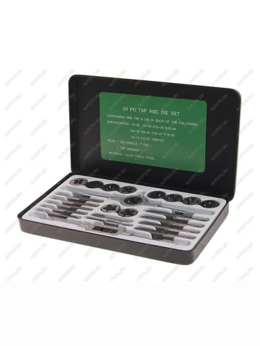 Набор метчиков и плашек дюймовый 24 предмета (металл. кейс) ROCKFORCE ROCKFORCE rf-m024-2