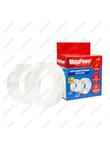 Скотч двухсторонний 30ммх3м, 50ммх3м сверхсильный прозрачный 2шт. MEGAPOWER MEGAPOWER-AUTOMOTIVE ew-106