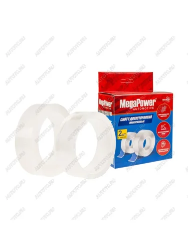 Скотч двухсторонний 30ммх3м, 50ммх3м сверхсильный прозрачный армированный 2шт. MEGAPOWER MEGAPOWER-AUTOMOTIVE ew-103