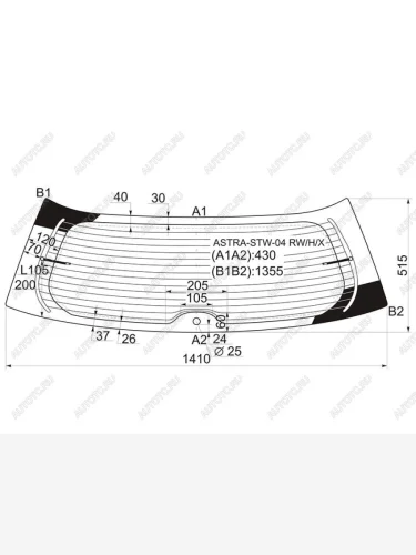 Стекло заднее (Цвет зеленый Обогрев) Opel Astra 04-13  Astra Family 11-14 XYG ASTRA-STW-04 RW/H/X