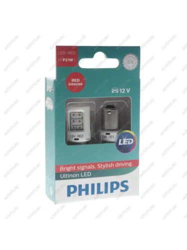 Лампа светодиодная 12V P21W BA15s (2шт.) Led Red Ultinon PHILIPS PHILIPS 11498ulrx2