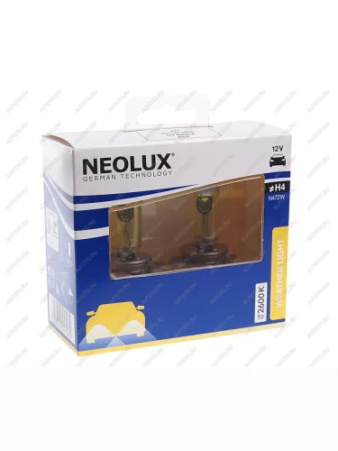 Лампа 12V H4 6055W P43t 2600K 16501000лм бокс (2шт.) Weather Light NEOLUX NEOLUX n472w-2scb