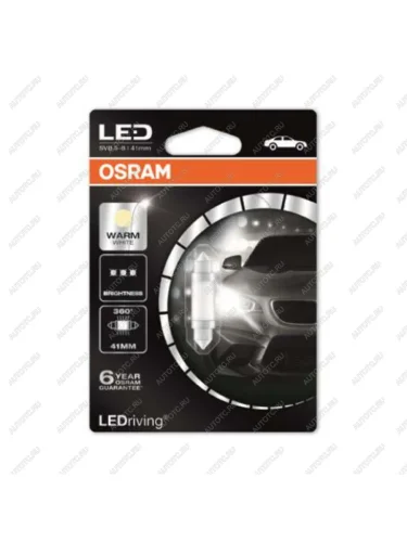Лампа светодиодная 12V C5W SV8.5-8 41мм 4000K блистер (1шт.) Ledriving Warm White OSRAM OSRAM 6499ww-01b