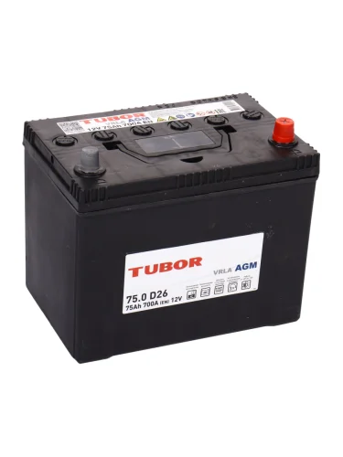 Аккумулятор TUBOR AGM 75Ач обратная полярность TUBOR 6ст75(0) d26