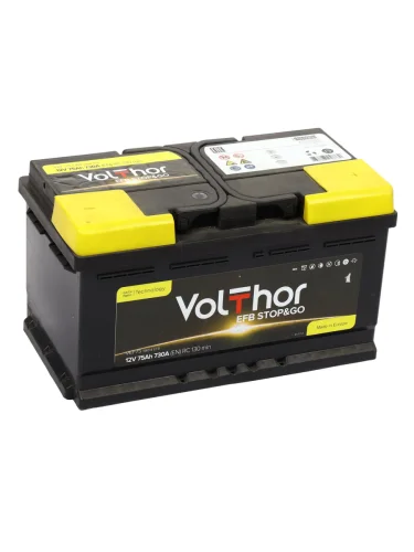 Аккумулятор VOLTHOR EFB 75Ач обратная полярность,низкий VOLTHOR 6ст75(0) 58014