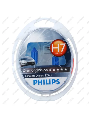 Лампа 12V H7 55W PX26d 5000K бокс (2шт.) Diamond Vision PHILIPS PHILIPS 12972dvs2