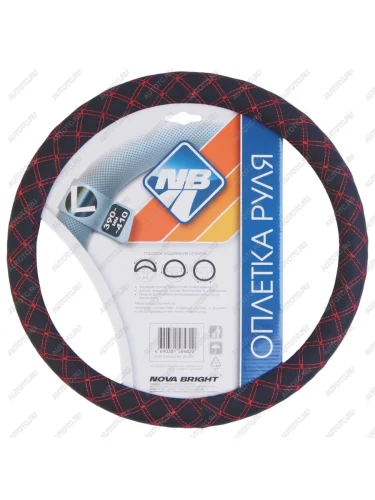 Оплетка руля (L) 39-41см черно-красная экокожа NOVA BRIGHT NOVA BRIGHT 47677